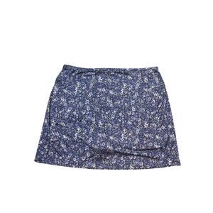 J. Jill Fit Knit Skort navy blue floral spritz pattern large golf performance